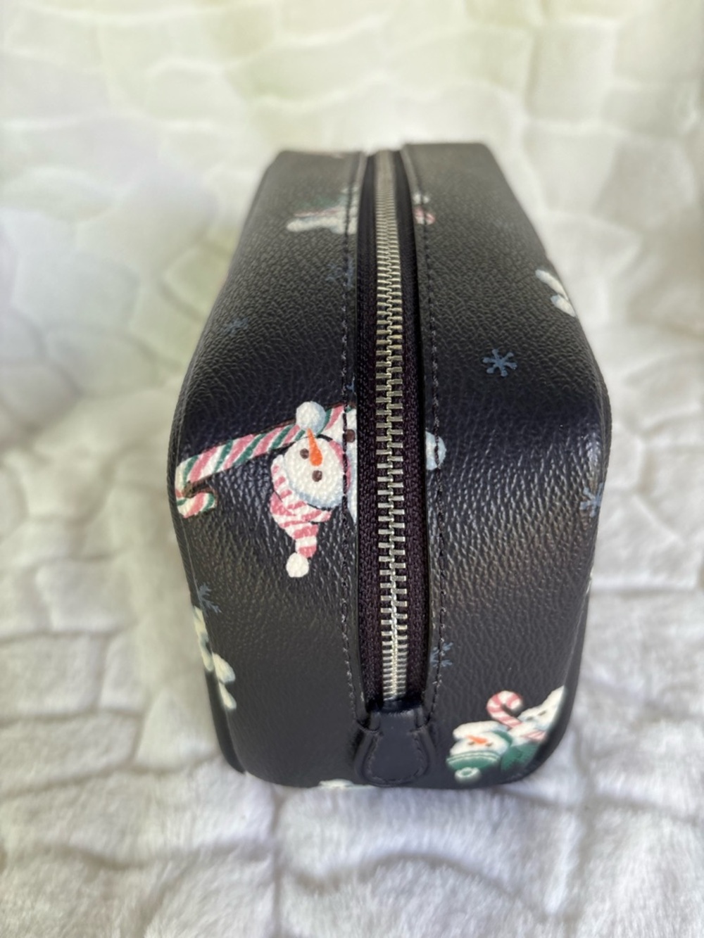 Coach Black Leather Cosmetic Pouch with Snowman Print - Picture 5 of 8